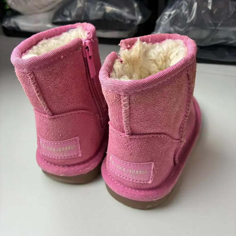 Koolaburra by UGG Jona Toddler Girls 8 Short Winter Boots Pink Side Zip Sherpa